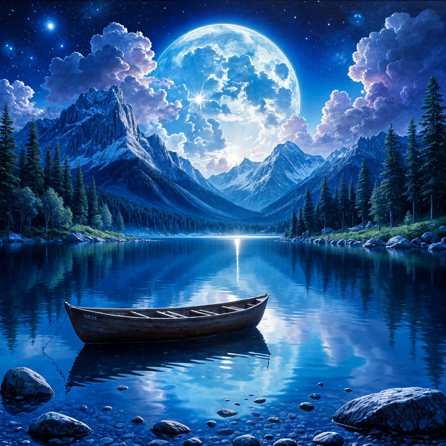 A small boat on a lake