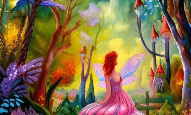 Whimsical Fairy Wonderland in Gouache Style