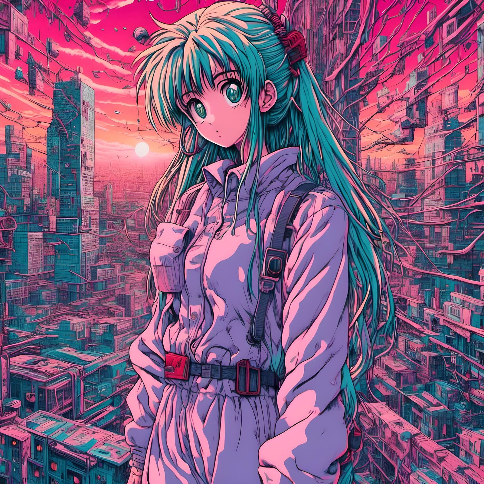 <lora:accent:1.0> retro | horror | surreal | maximalist | anime art | anime still | optical illusion | 90’s manga