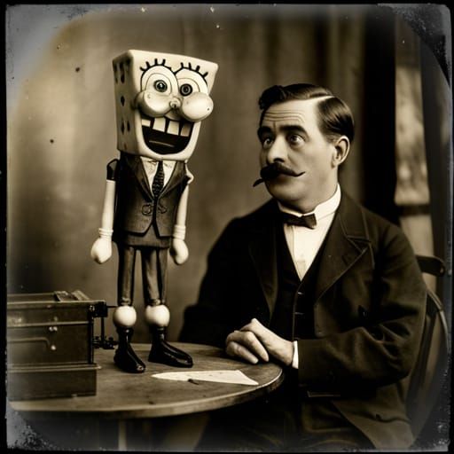 1920s Spongebob Squarepants ventriloquism dummy  by @OddAIty
