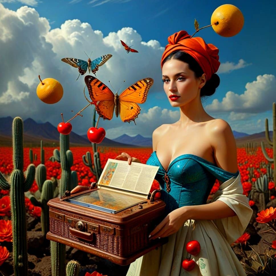 Surreal Portrait of a Happy Lady in Photorealistic Style