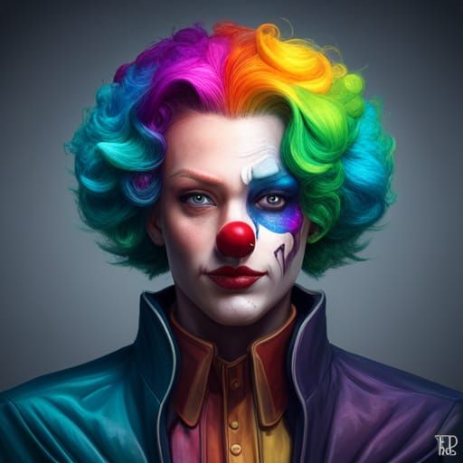 Rainbow clown.   by @Arisiin