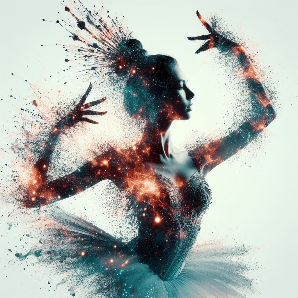 double exposure beautiful fantasy DALL-E 3 portrait landscap...