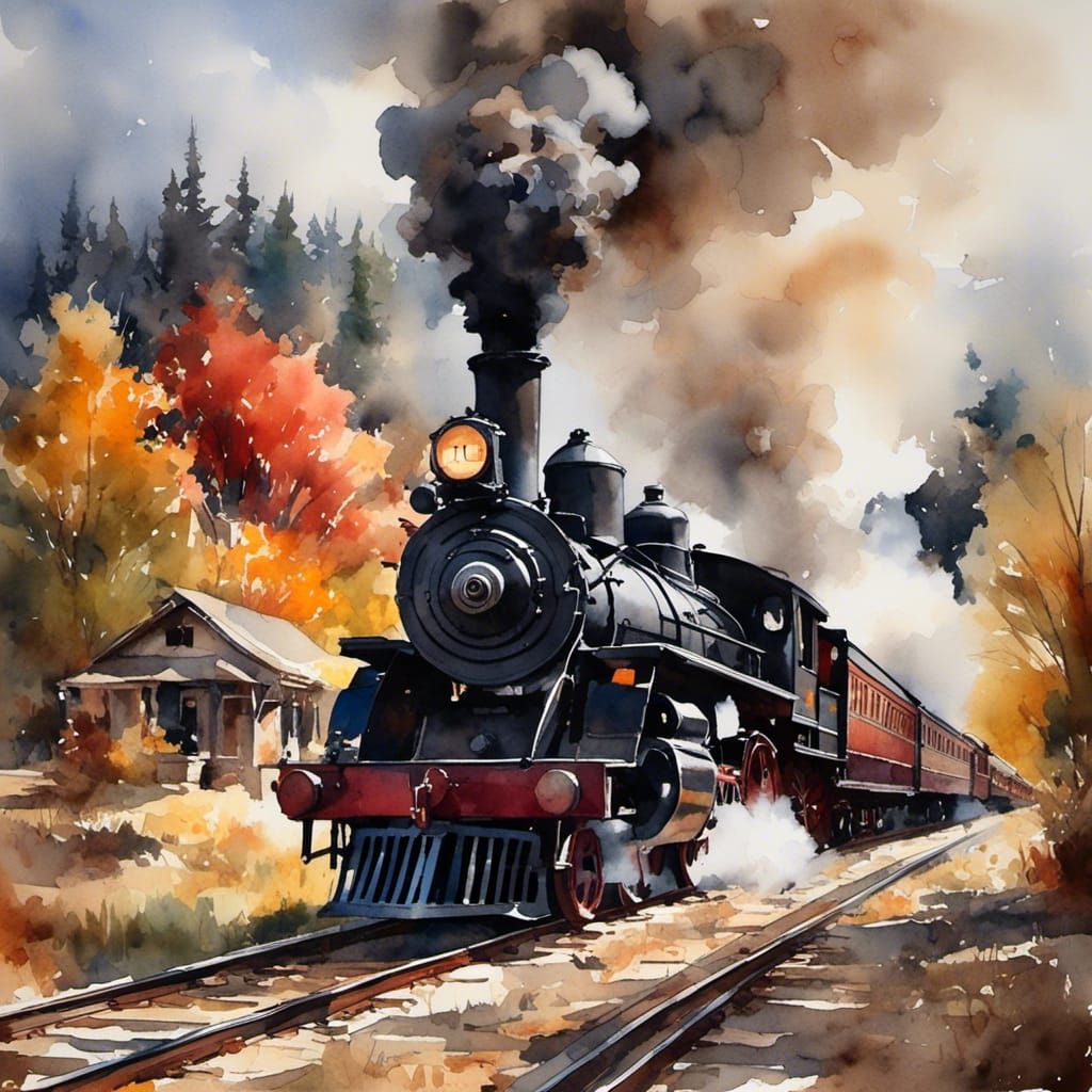 1800s steam train - AI Generated Artwork - NightCafe Creator