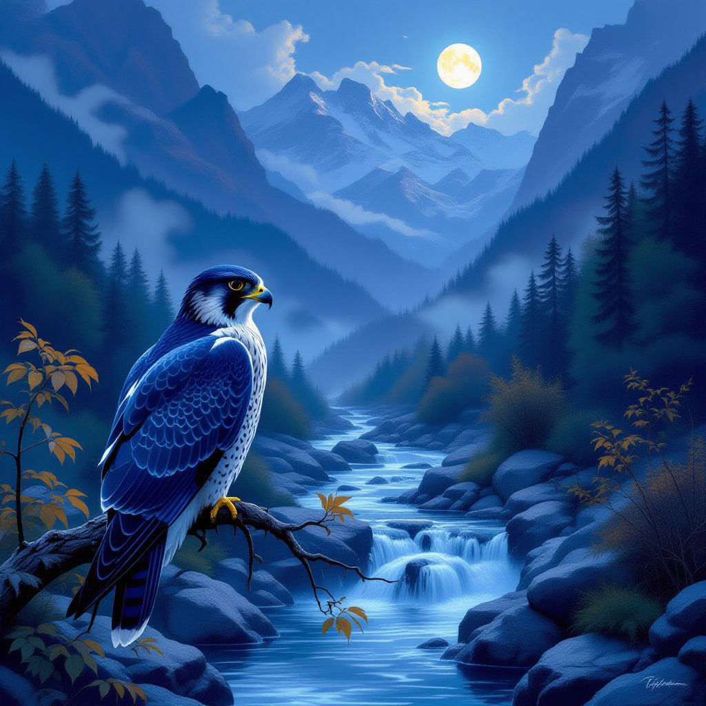 Peregrine Falcon sitting on a branch