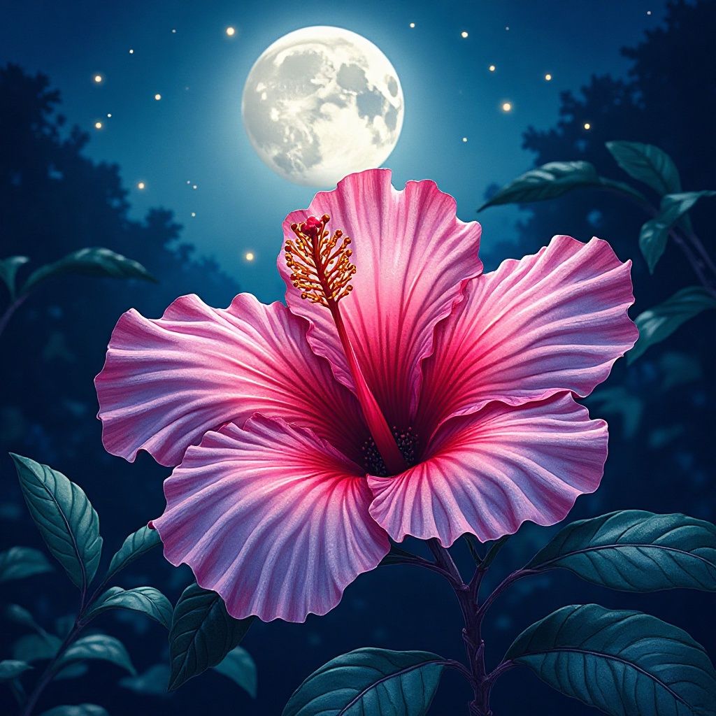 A vivid pink hibiscus flower