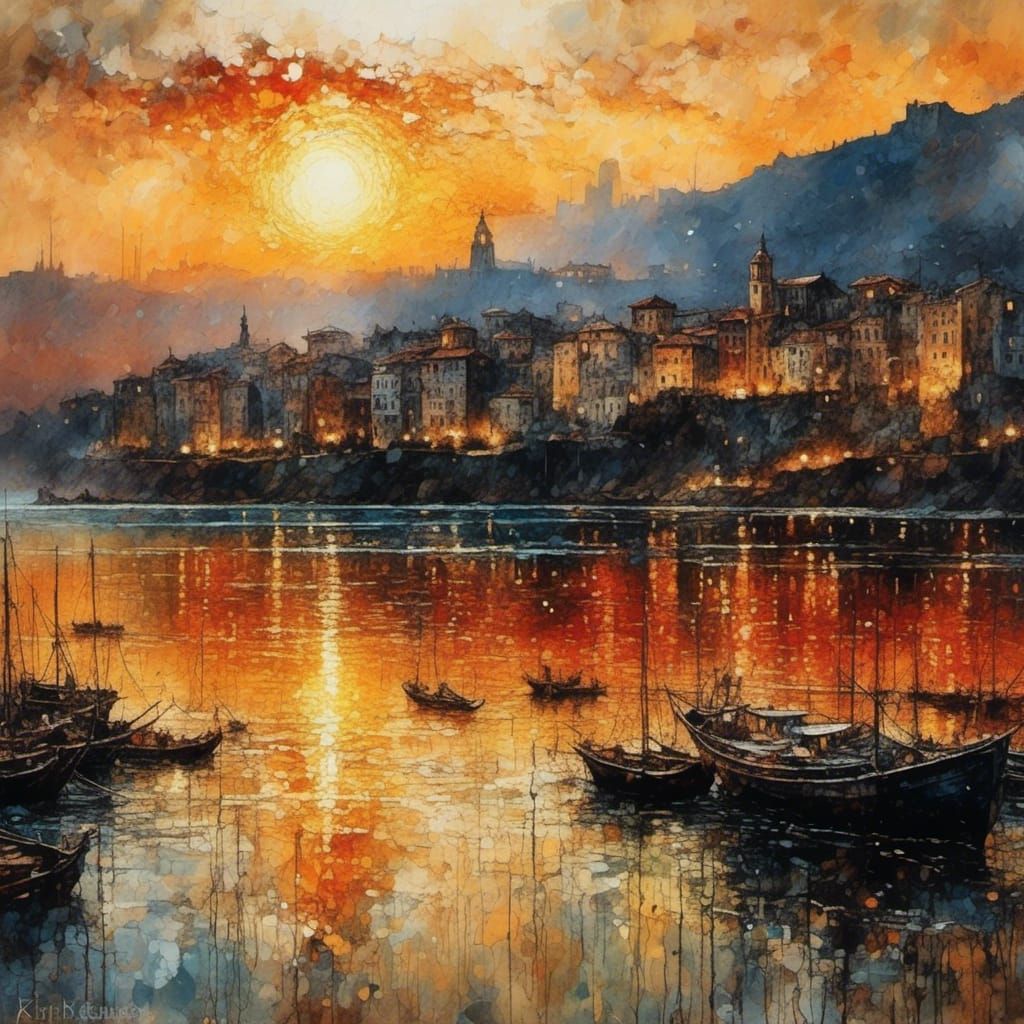 sunrise over Spanish town  by @Paulo