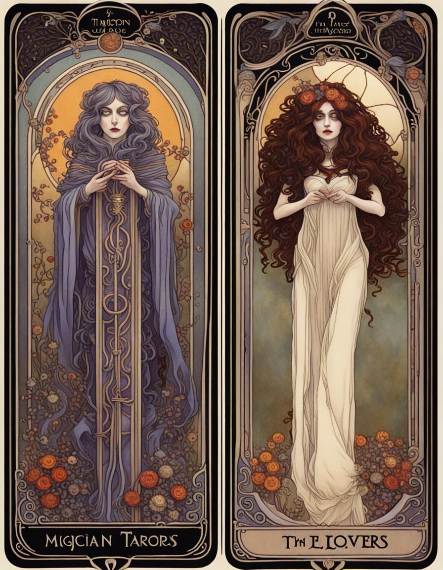   tarot cards The magician,The lovers,   by @The Bard