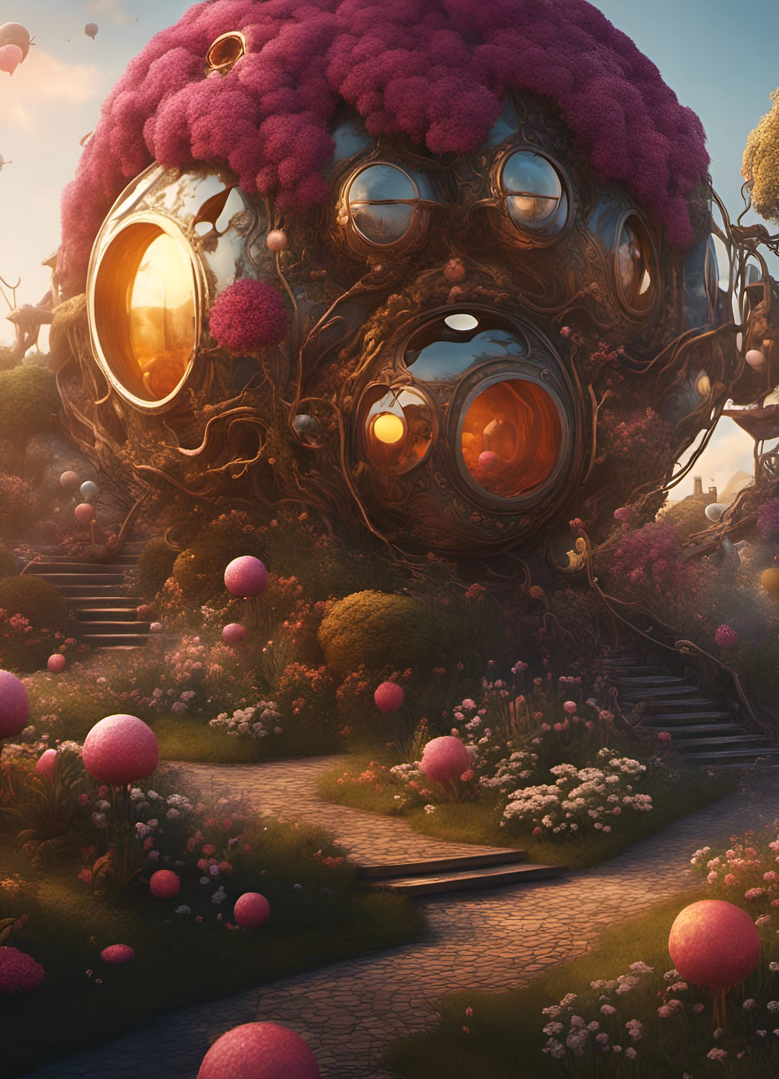 Whimsical Flower Garden House in Art Nouveau Rococo