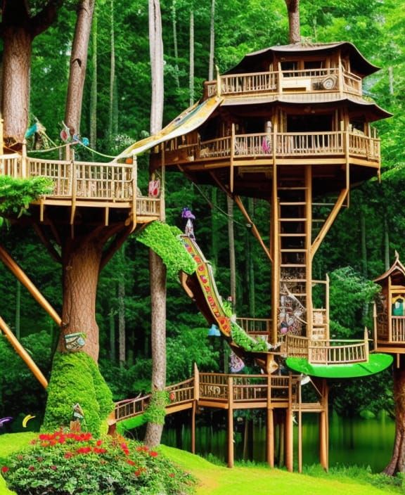 Adventure Treehouse with Slide