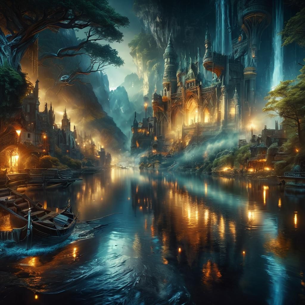 Hyperrealistic Fantasy Scene with Intricate Details