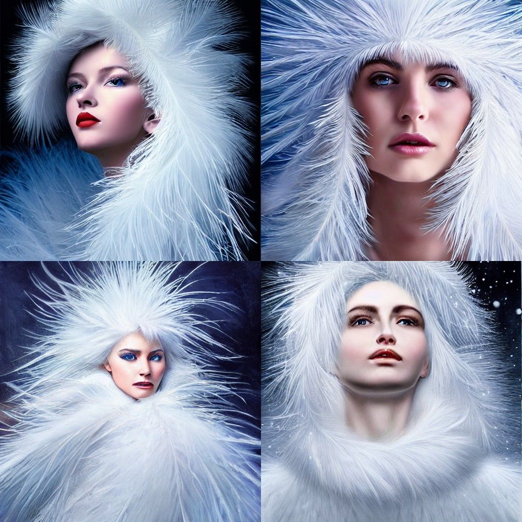 Snow queen with feather hair