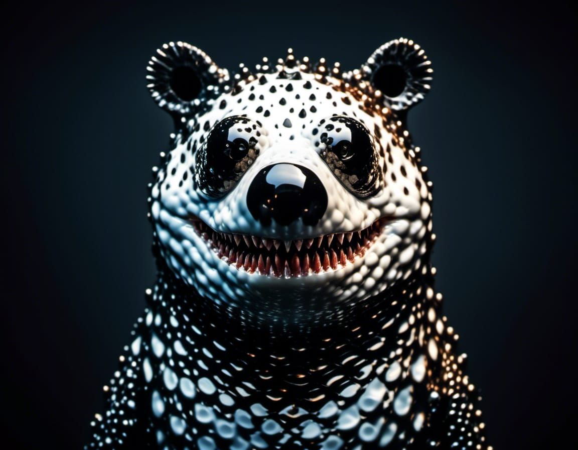 Microportrait: "Obese Shark Bear": Telephoto- <lora:BearZFX-V2:1.0> 