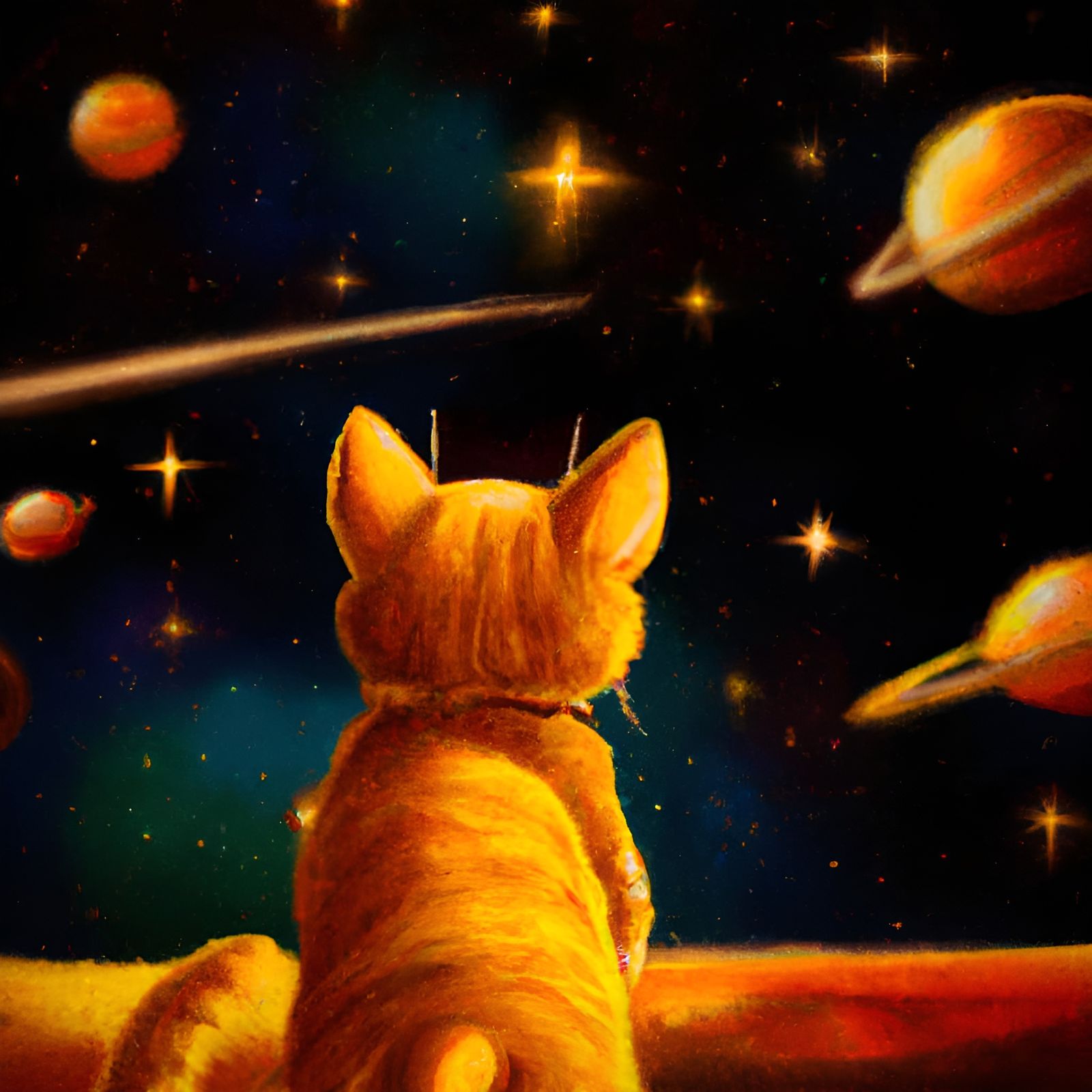 Orange Cat exploring the stars