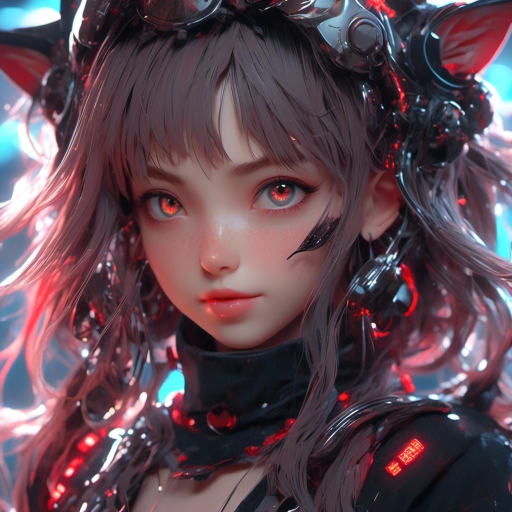 lora:3D Anime:1.0> kawaii neko girl 128k resolution, intricately detailed,  maximalist, volumetric lighting aetherpunk - AI Generated Artwork -  NightCafe Creator