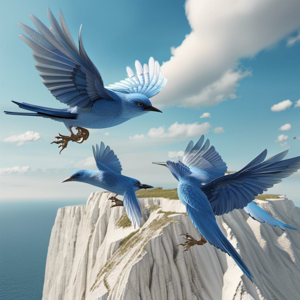 bluebirds over the white cliffs of dover AI Generated Artwork