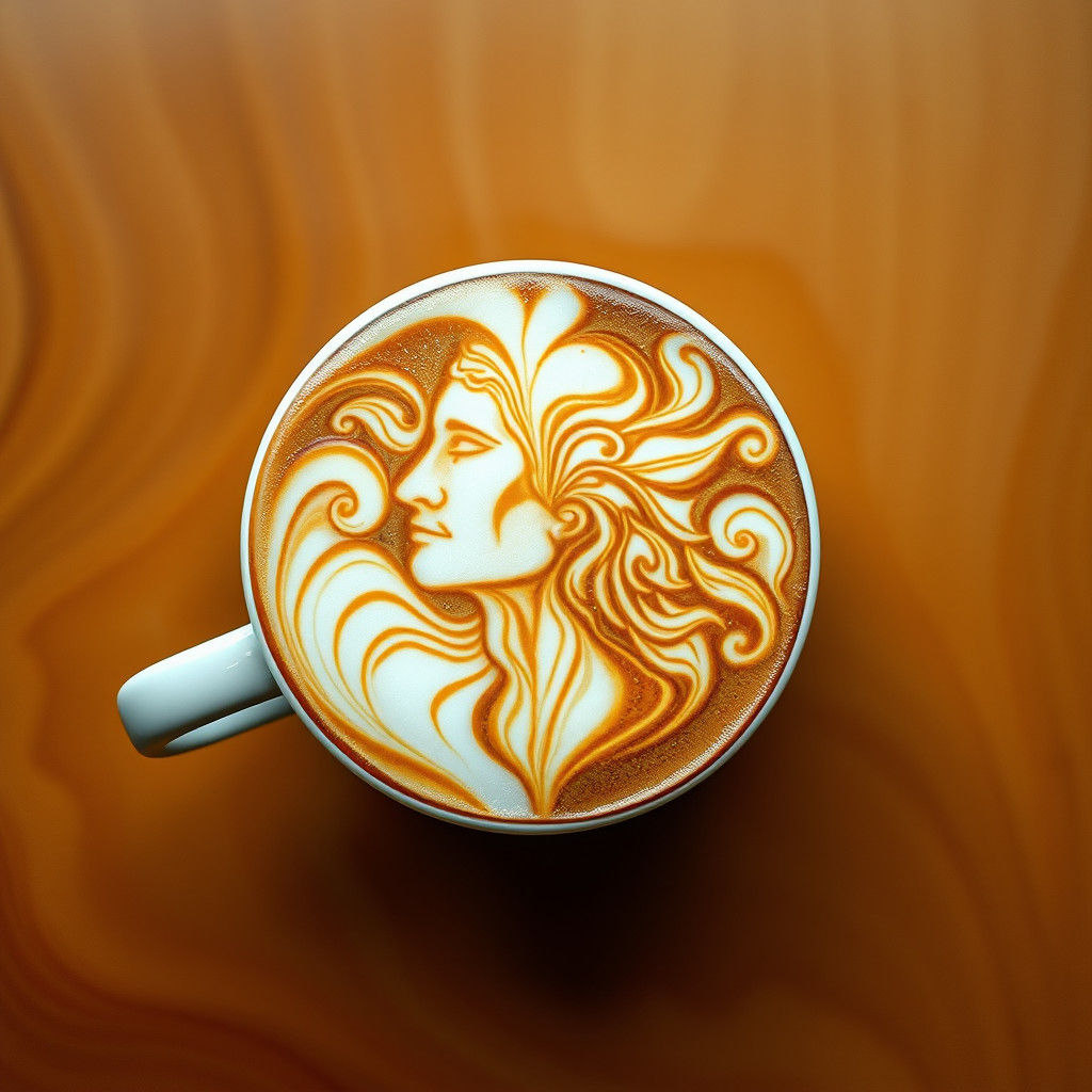 Vitruvian human latte art  by @K F Fox 