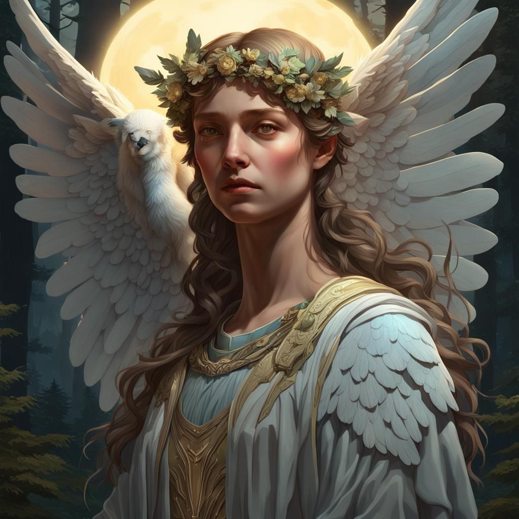 A hyperrealistic portrait of a stoic guardian angel - AI Generated ...