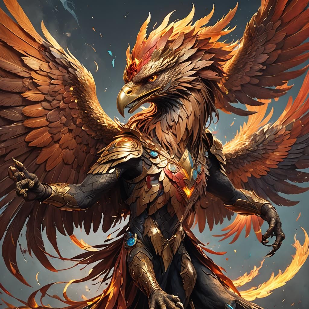 phoenix fighting a griffin