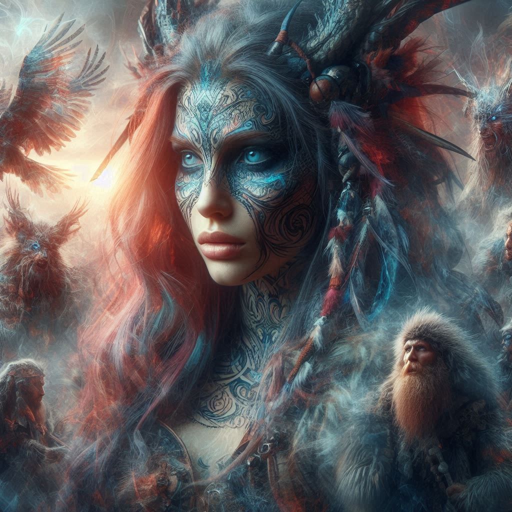 double exposure beautiful fantasy portrait landscape..