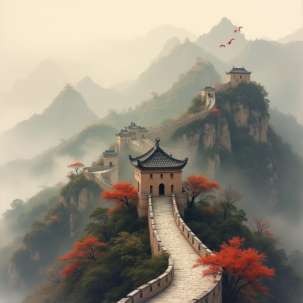 Majestic Great Wall of China in Earth Tones
