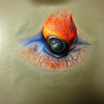 An eyeball hyperdetailed charcoal drawing, complementary col...