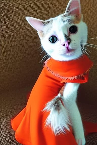 Cat wearing a dress