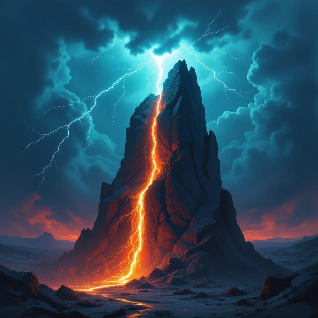 Lightning Strikes Enchanted Rock, Forms Molten River