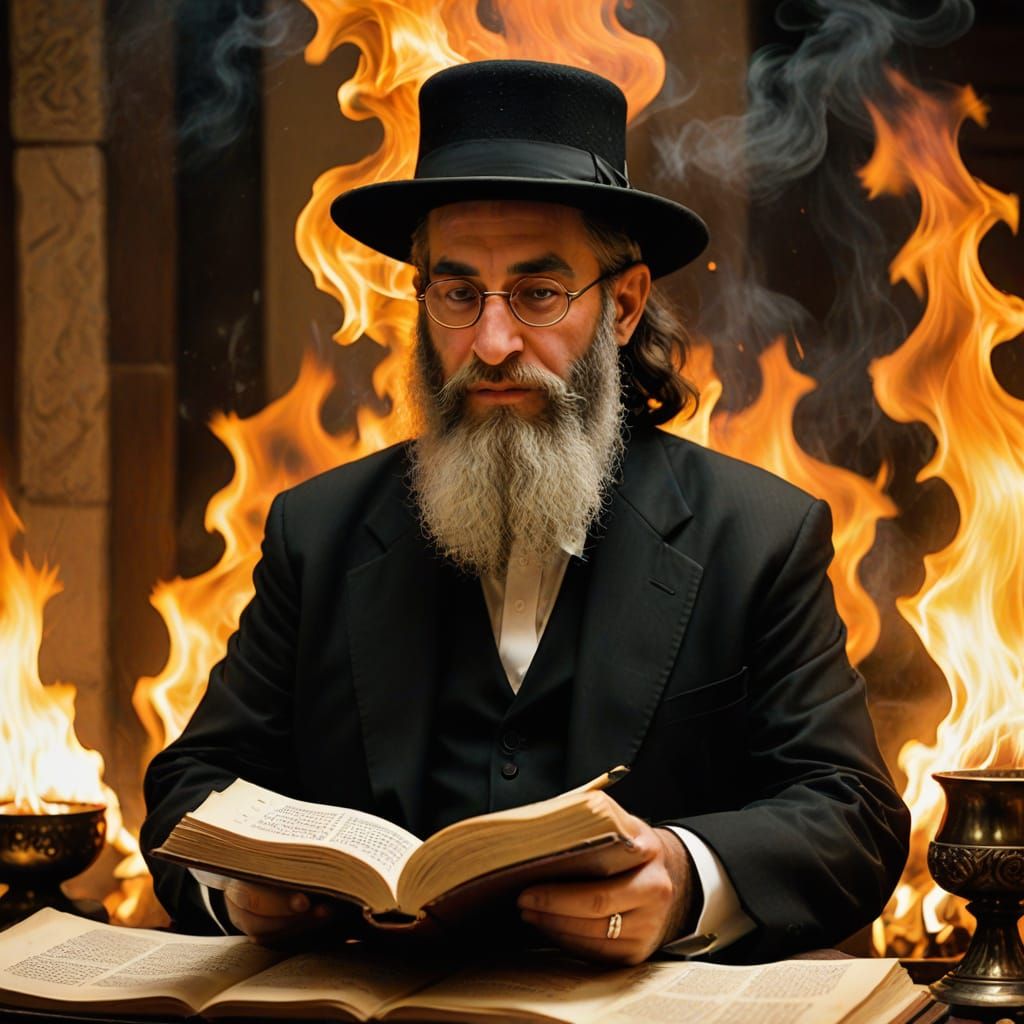 Rabbi Lost in Torah's Fiery Glow