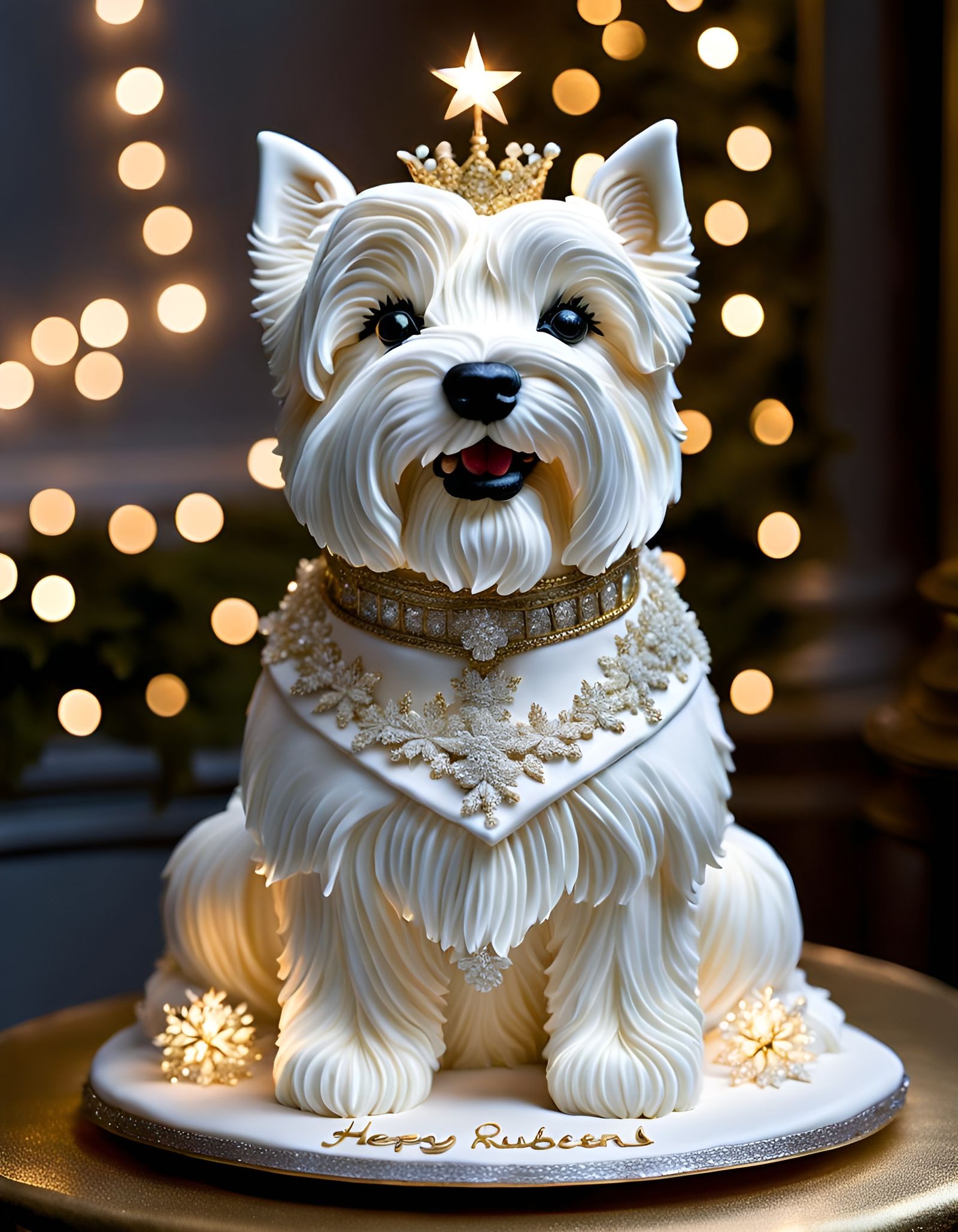 White Vanilla cake with Sparkling Fondant Westie
