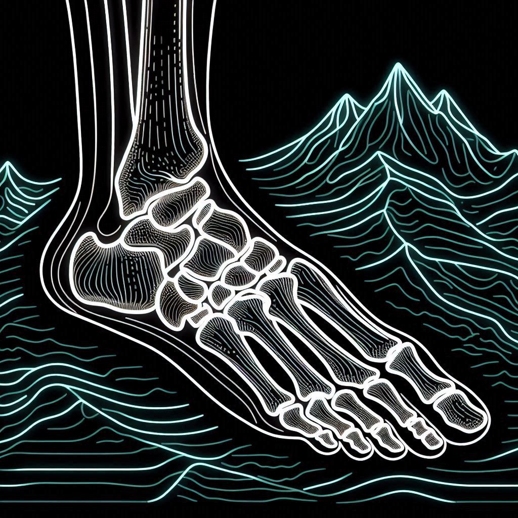 Line art of a foot xray