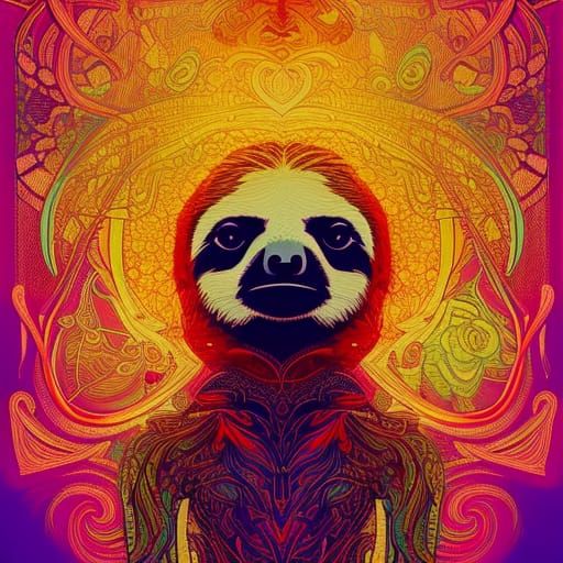 Psychedelic sloth - AI Generated Artwork - NightCafe Creator