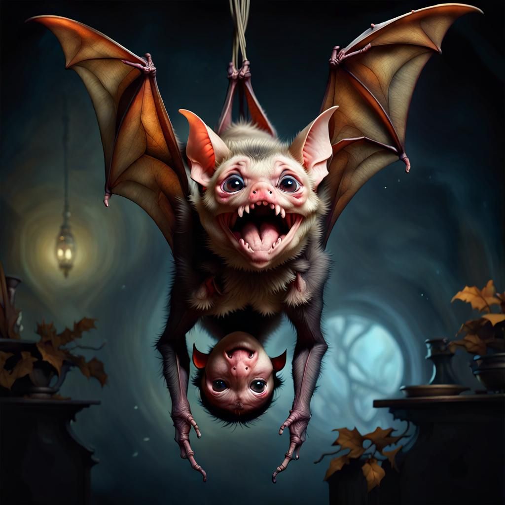 The prompt started by: "The most beautiful and adorable bat"..............