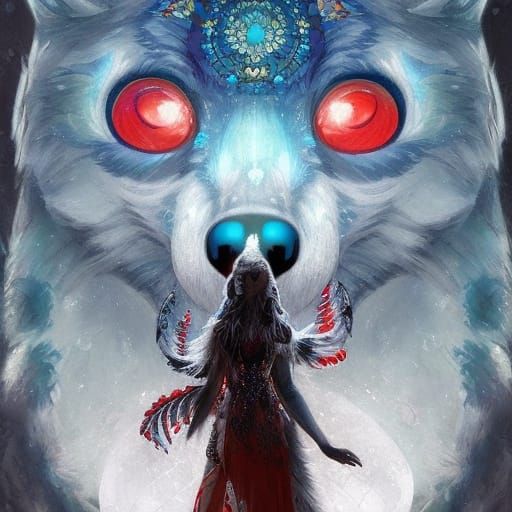 Mythical Wolf Dreamcatcher: Detailed Fantasy Art