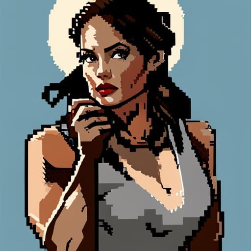 Pixelated Lara Croft (SDXL) - AI Generated Artwork - NightCafe Creator