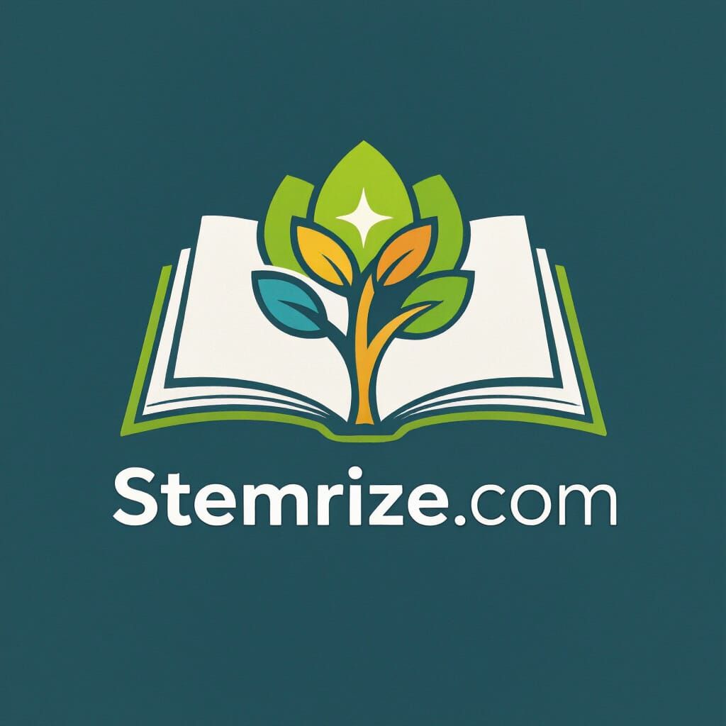 I want a website logo that should be unique and suitable for www.stemrize.com website, in that logo must include book along with star and an...