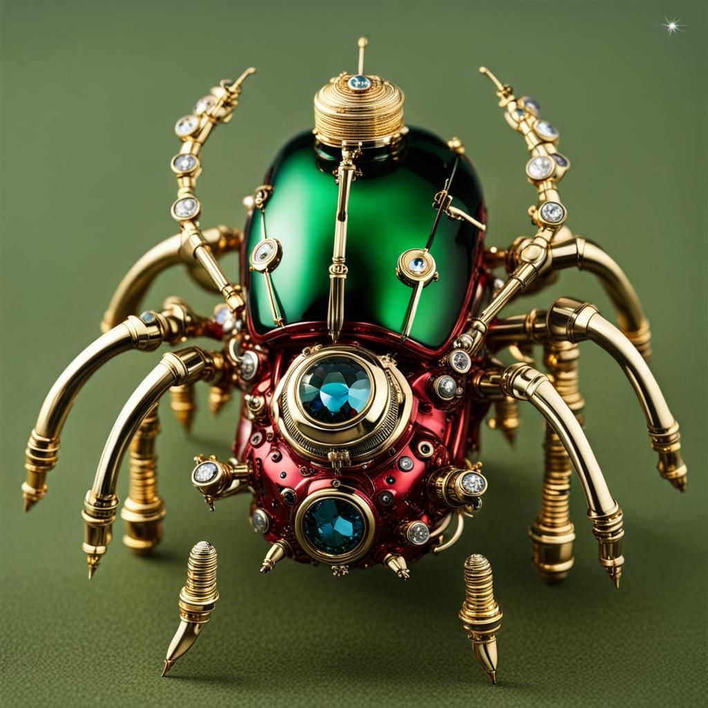 scarabeus beatle metalic swarovsky red,delail,faberge gold