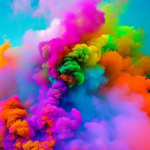Vibrant Burst A Stunning Display Of Swirling Rainbow Colored Smoke