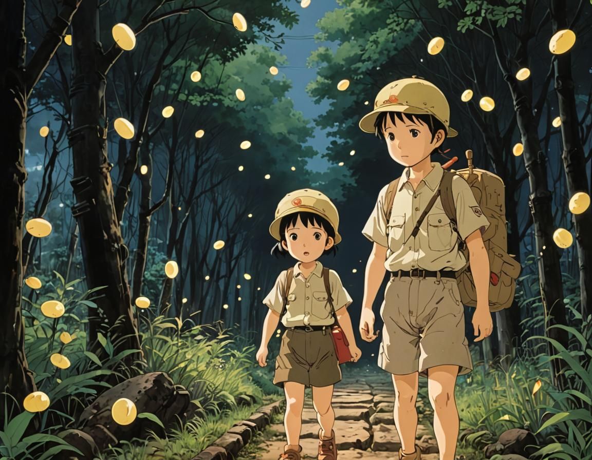 Grave of fireflies, Miyazaki Ghibli film - AI Generated Artwork ...