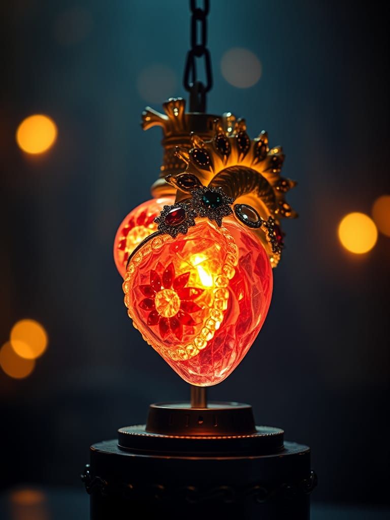 Lamp made of  crystal encrusted in jewels human heart  by @nonaivo