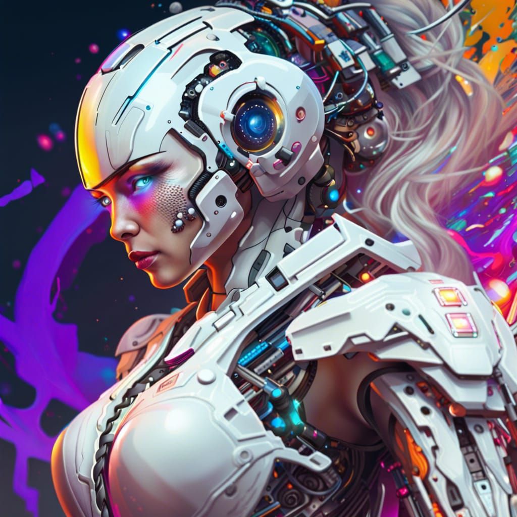 A machine girl hyper realistic. - AI Generated Artwork - NightCafe Creator