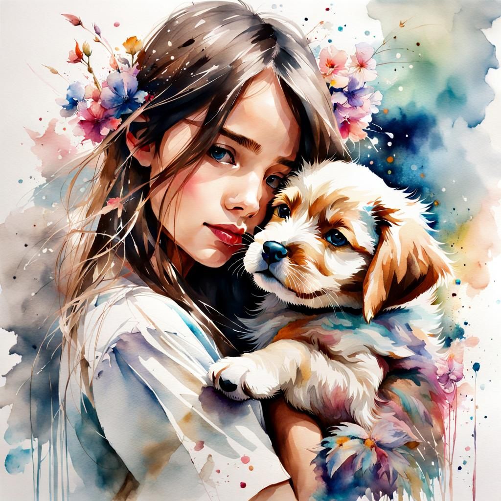 Girl with her pup   by @Brichzy