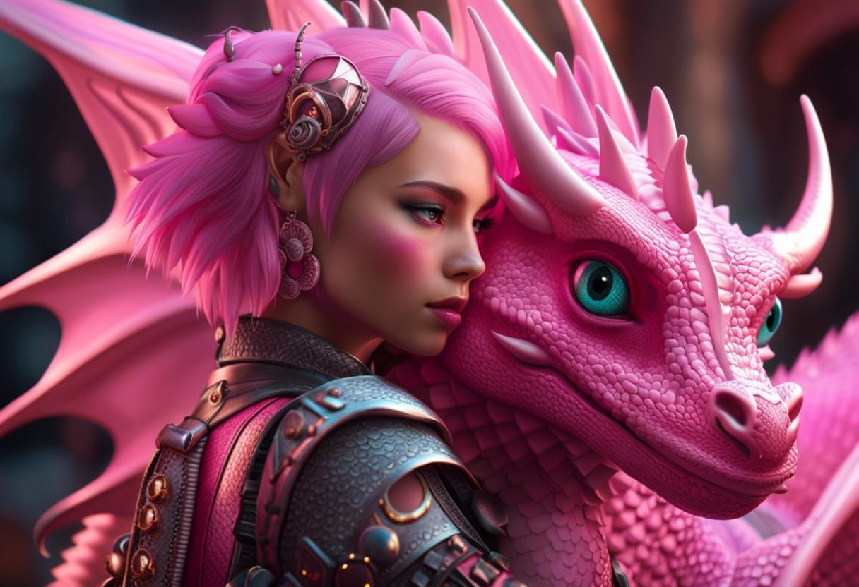 Pink dreamy pet dragon - AI Generated Artwork - NightCafe Creator