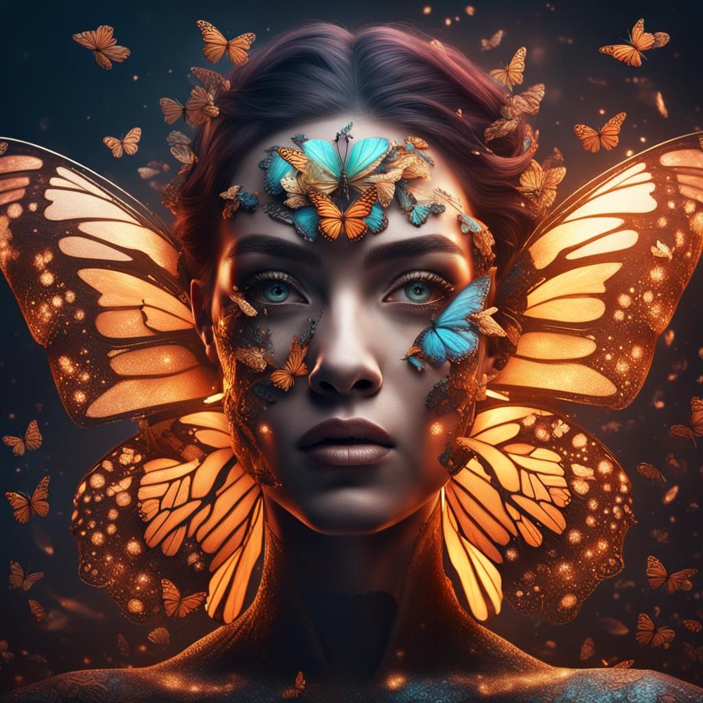 Woman Butterfly Metamorphosis - AI Generated Artwork - NightCafe Creator