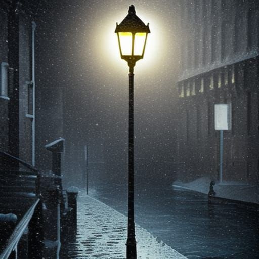 Night, Street, Lamp, Chemist, Meaningless, Insipid Light, Ice Canal Ripple,  Streetlamp - Ai Generated Artwork - Nightcafe Creator