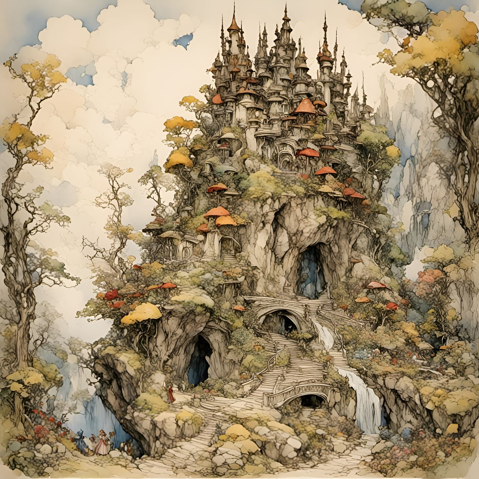<lora:Pink Snow WaterCol 1:1.0> <lora:Victorian Fairies 1:1....