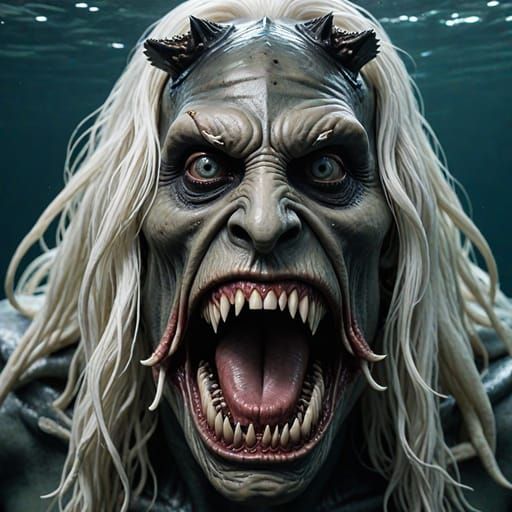 Terrifying heartless cruel evil screaming monstrosity Best quality Hyperdetailed photographic Dimly lit total darkness high detail high defi...