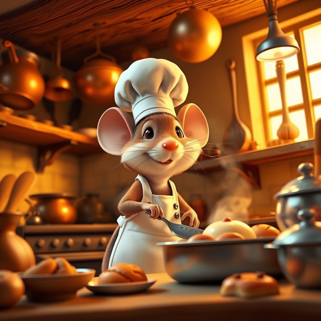  tiny chef mouse preparing a feast 