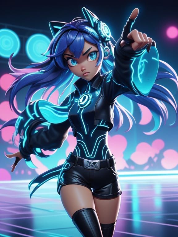 Electric Nightclub Dancer in Flaming Shorts