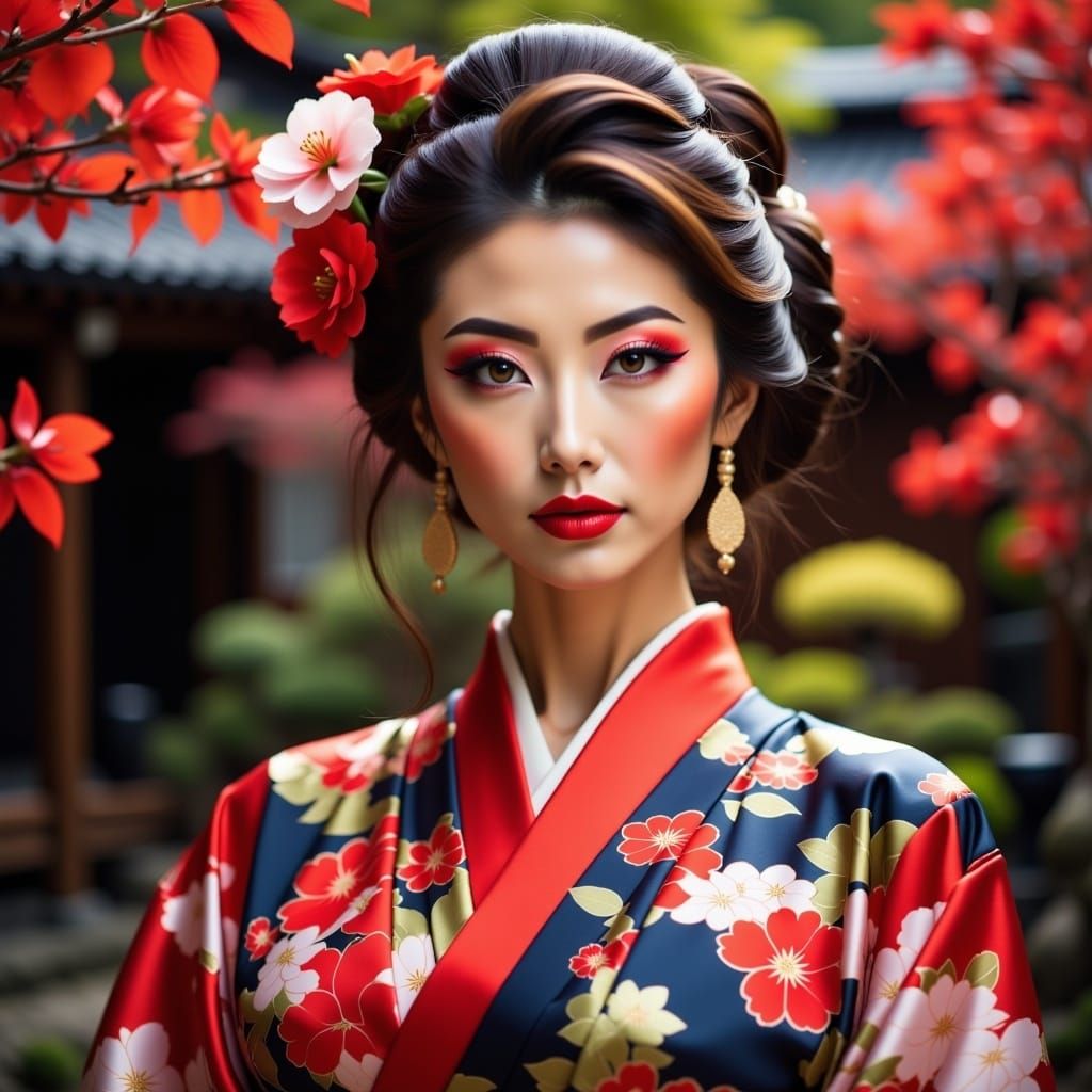 <lora:Geisha kimono Flux:1.0> 